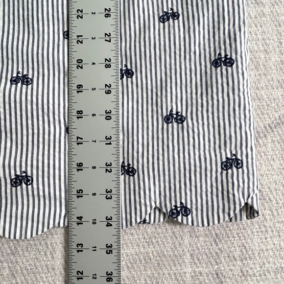 Cynthia Rowley Seersucker Bicycle Print Scalloped Edge Sleeveless Dress 10 - Picture 9 of 12